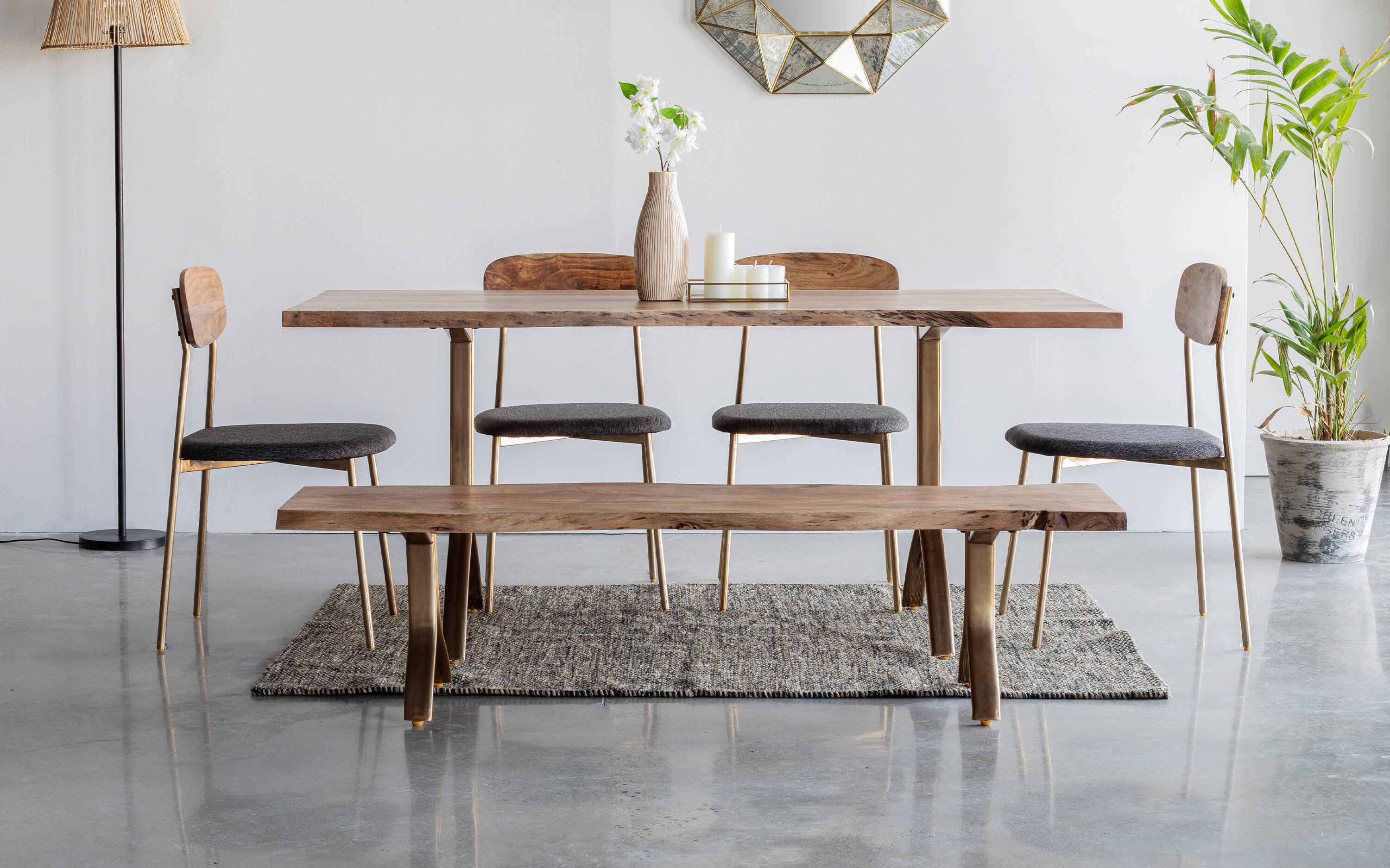 Yoho Dining Table With 4 Chairs And Bench