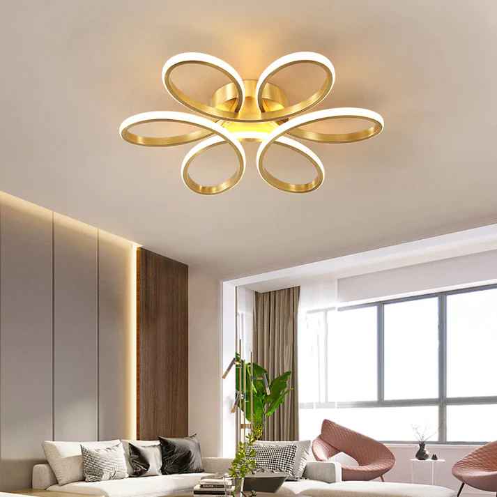 Curvy Gold Plated Modern Led Chandelier