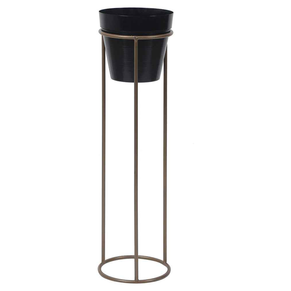 Metal Floor Planters - Black & Brass