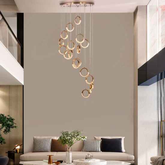 Crystal Ring Stair Chandelier