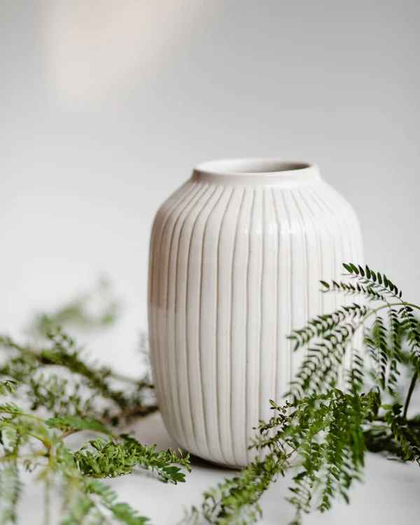 Cosmos White Ceramic Vase