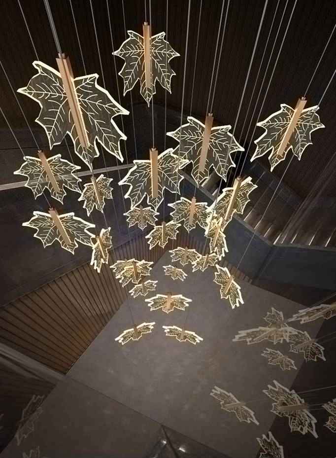 Gold Leaf Stair Chandelier