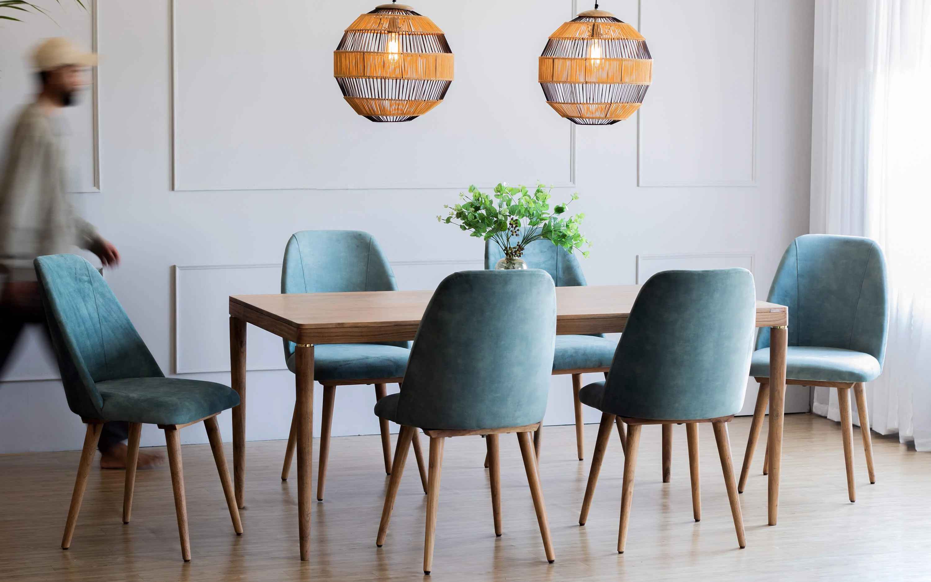 Buta Dining Table With 6 Chairs Sea Green