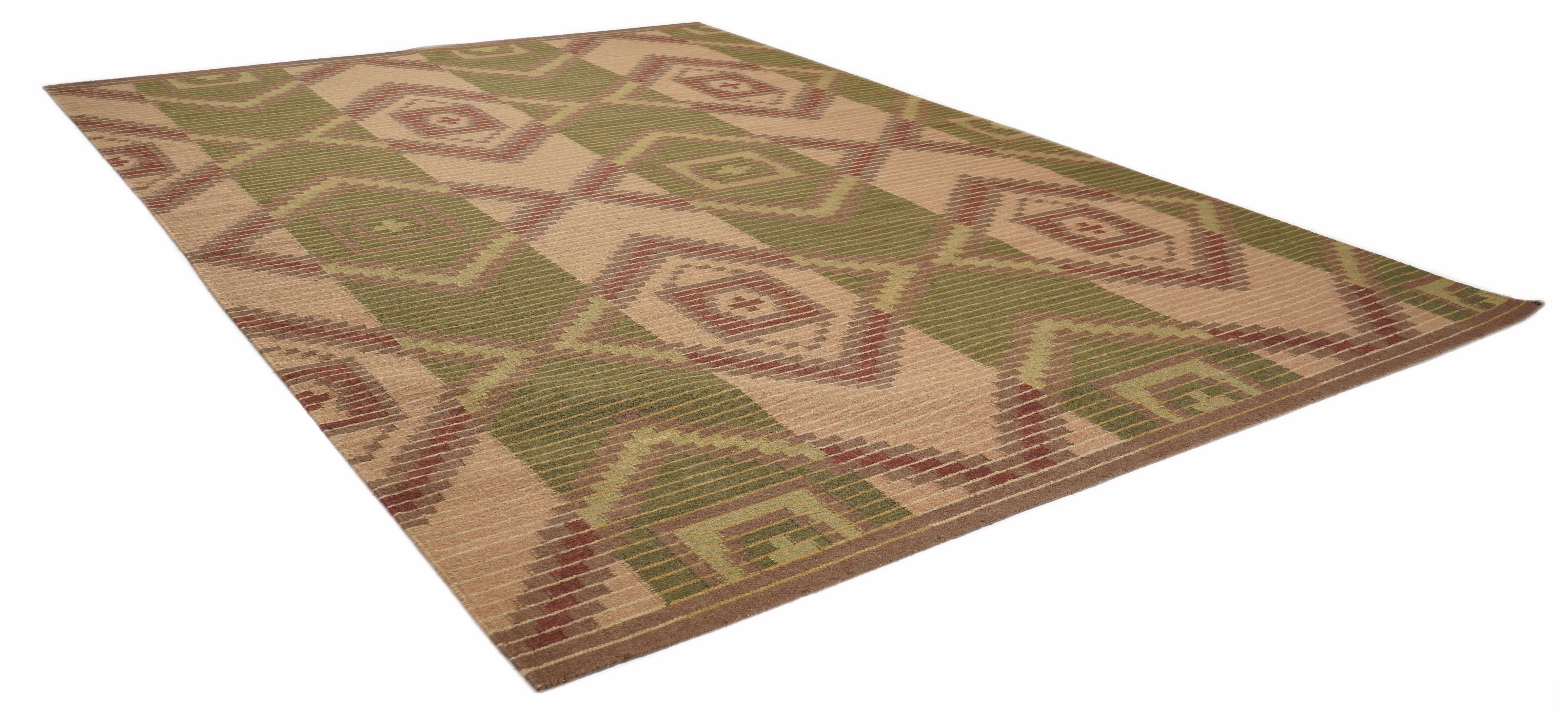 GREEN BLOCK KILIM RUG