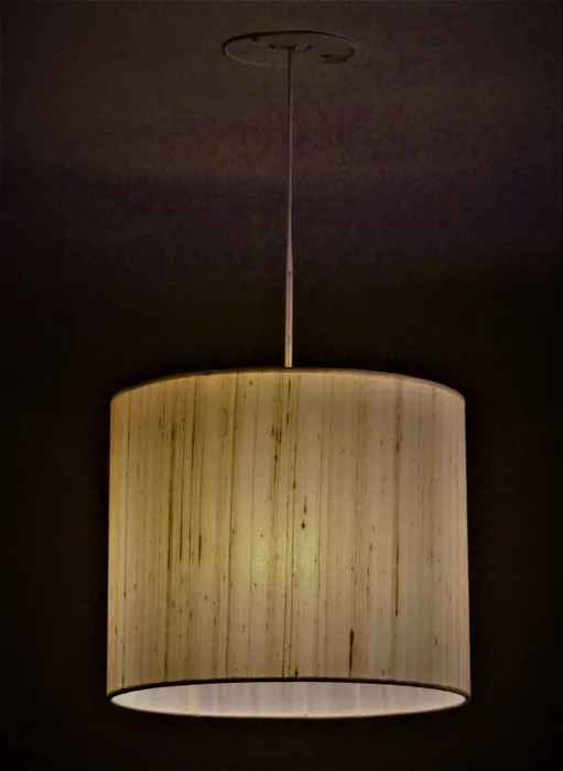 Raw Silk Ivory Drum Lamp