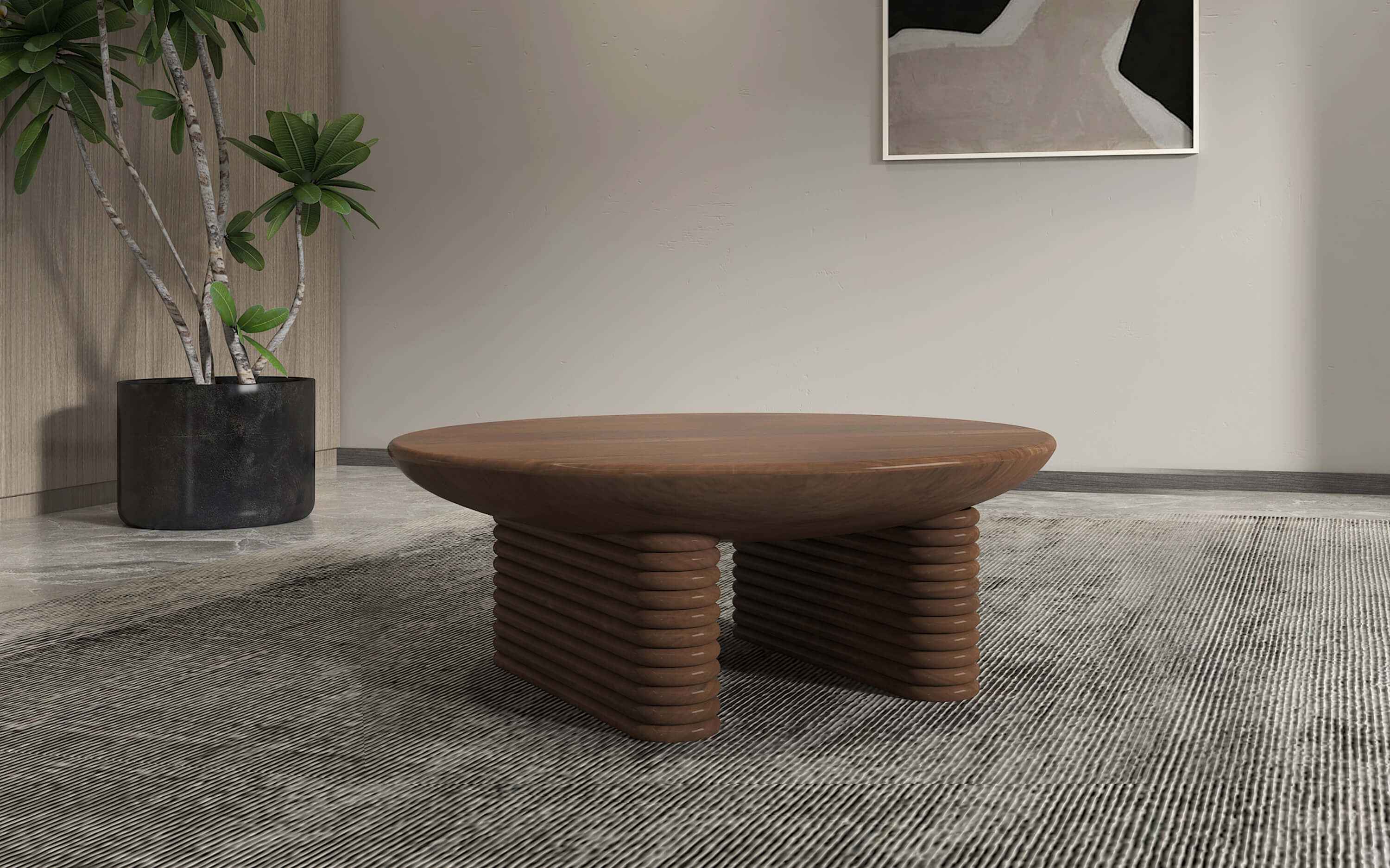 Ribbed Coffee Table Brown