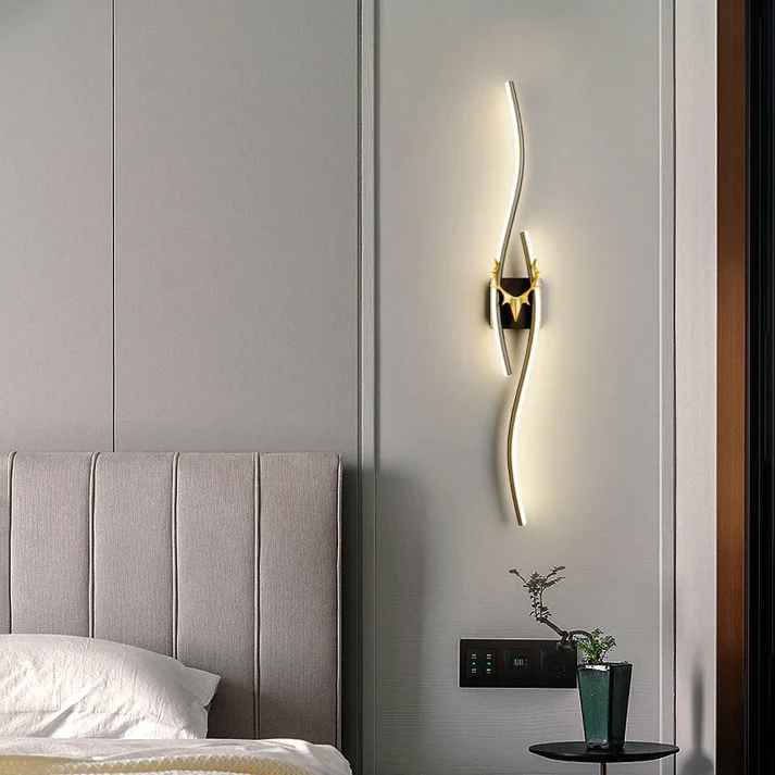 Sleek Gold Deer Led Wall Lamp