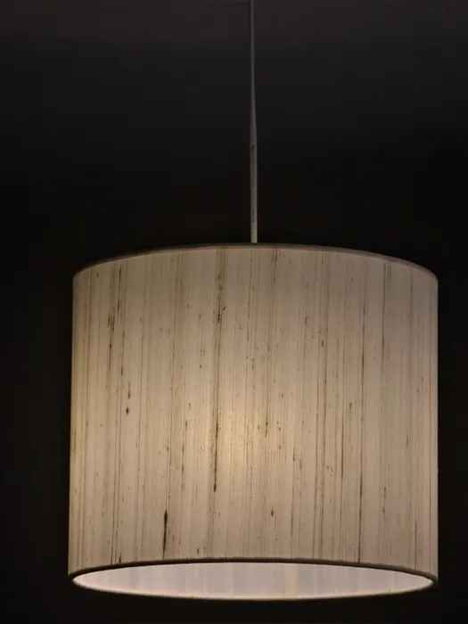 Raw Silk Ivory Drum Lamp