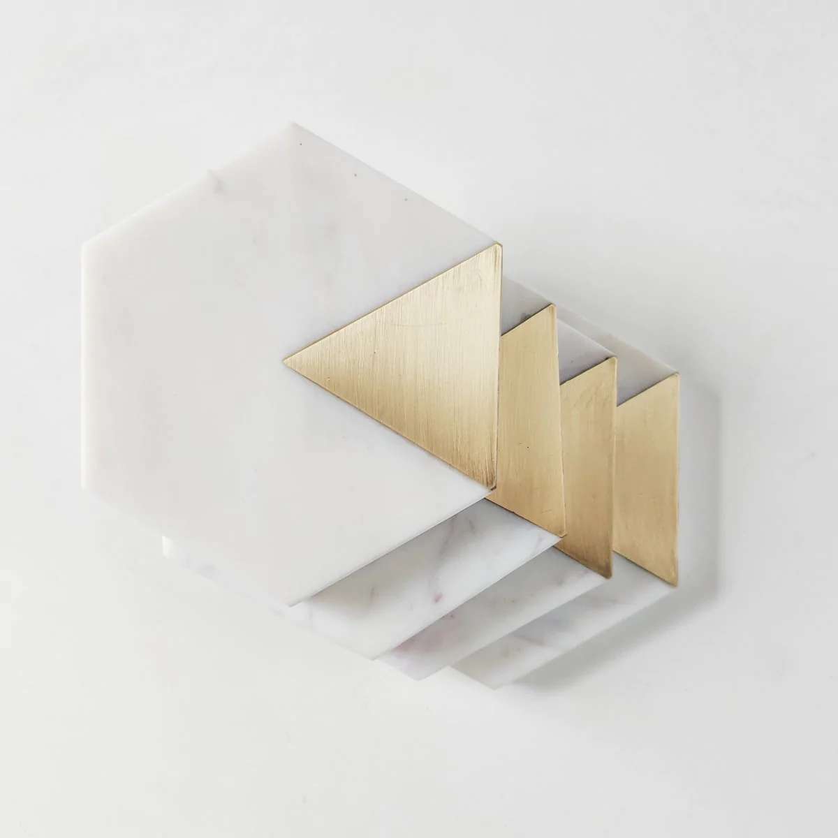 Sirocco Hexagon Marble and Brass Coasters - Set of 4