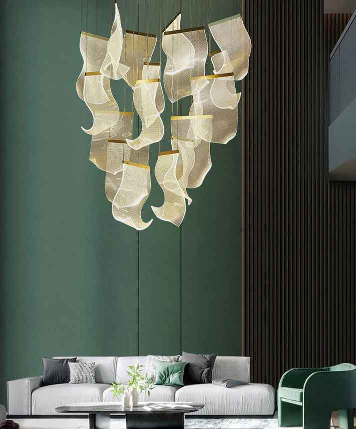 Big Curvy Plate Stair Chandelier